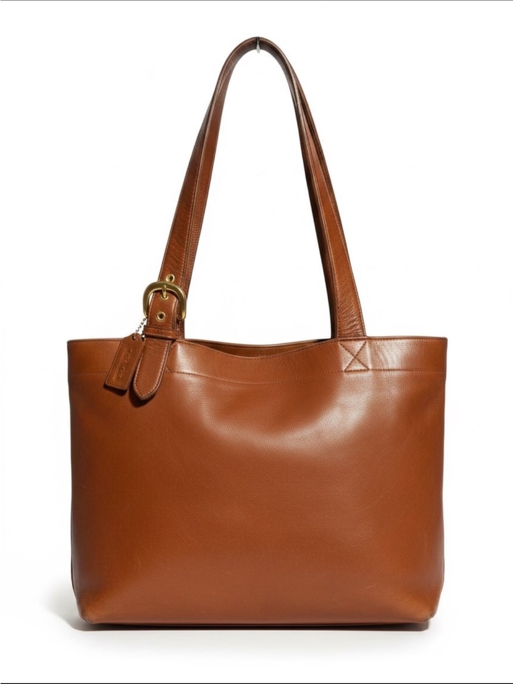 Vintage Coach 4140 Leather Tote Bag British Tan Cognac Shoulder Purse USA 1996